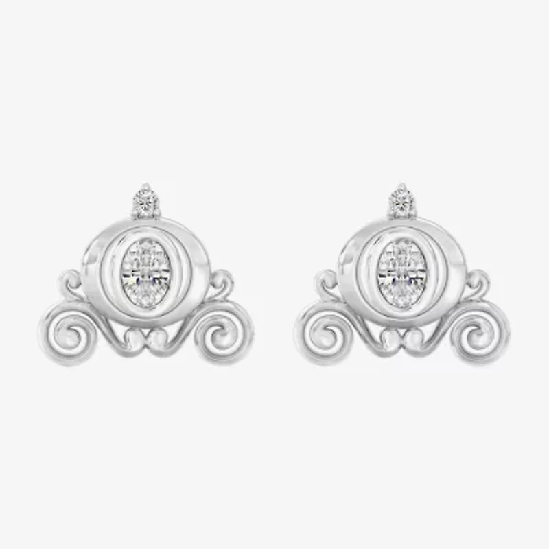 Enchanted Disney Fine Jewelry (I,I2), Cinderella 1/3 CT. T.W. Lab Grown White Diamond Sterling Silver 10.5mm Cinderella Princess Stud Earrings