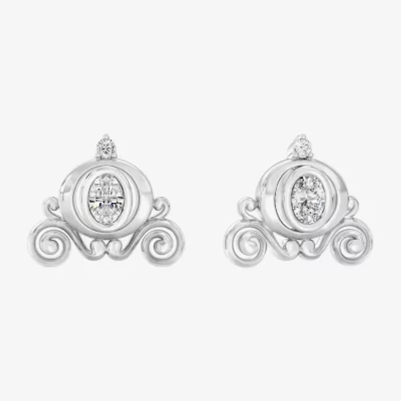 Enchanted Disney Fine Jewelry (I,I2), Cinderella 1/3 CT. T.W. Lab Grown White Diamond Sterling Silver 10.5mm Cinderella Princess Stud Earrings