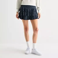 Arizona Womens Juniors Mid Rise Mini Active Pleated Skirt