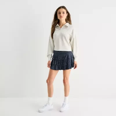 Arizona Womens Juniors Mid Rise Mini Active Pleated Skirt