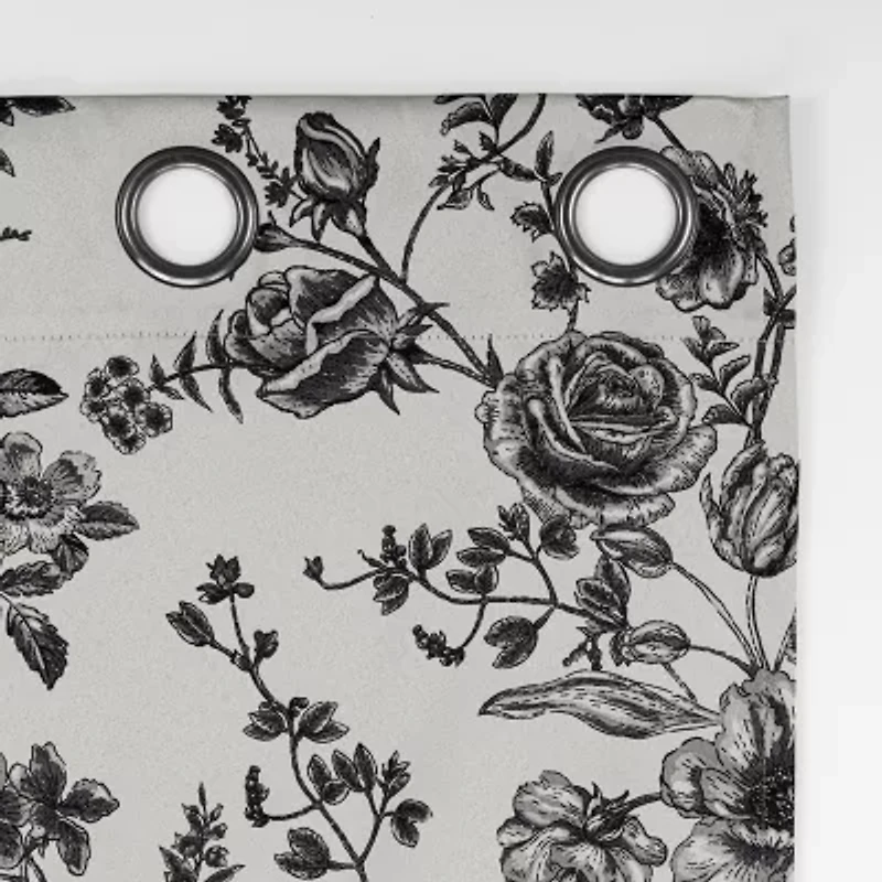 Sun Zero Percy Merina Print Grommet Top Energy Saving 100% Blackout Single Curtain Panel