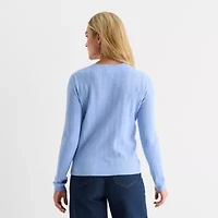 Liz Claiborne Womens Henley Neck Long Sleeve Layered Sweater