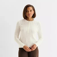 Liz Claiborne Womens Long Sleeve Regular Fit Henley Shirt