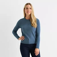 Liz Claiborne Womens Long Sleeve Regular Fit Henley Shirt