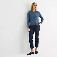 Liz Claiborne Womens Long Sleeve Regular Fit Henley Shirt