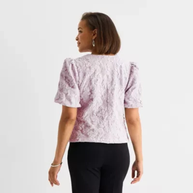 Liz Claiborne Womens Keyhole Neck Short Sleeve Blouse