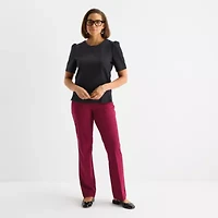 Liz Claiborne Womens Round Neck Short Sleeve Blouse