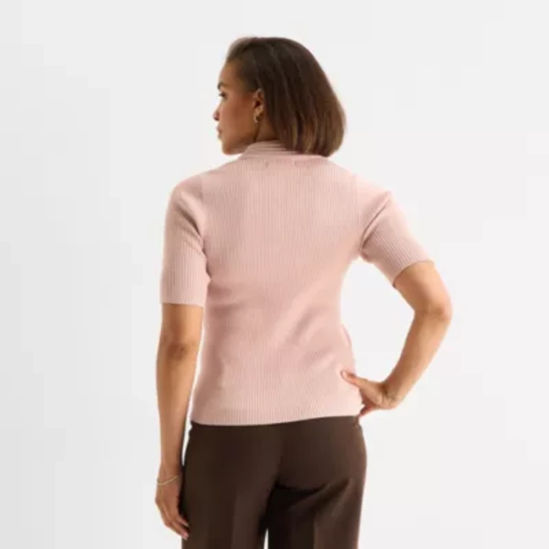 Liz Claiborne Womens Elbow Sleeve Layered Sweater