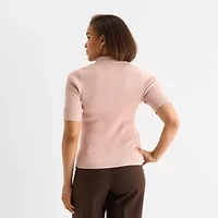 Liz Claiborne Womens Elbow Sleeve Layered Sweater