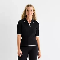 Liz Claiborne Womens Elbow Sleeve Layered Sweater