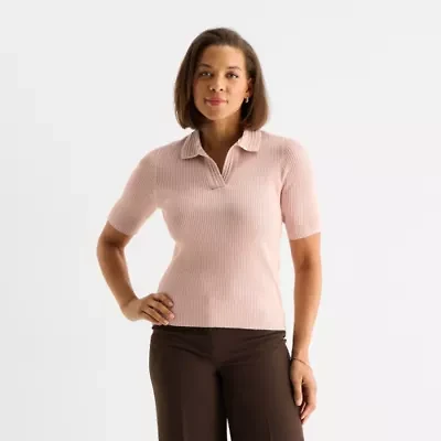 Liz Claiborne Womens Elbow Sleeve Layered Sweater