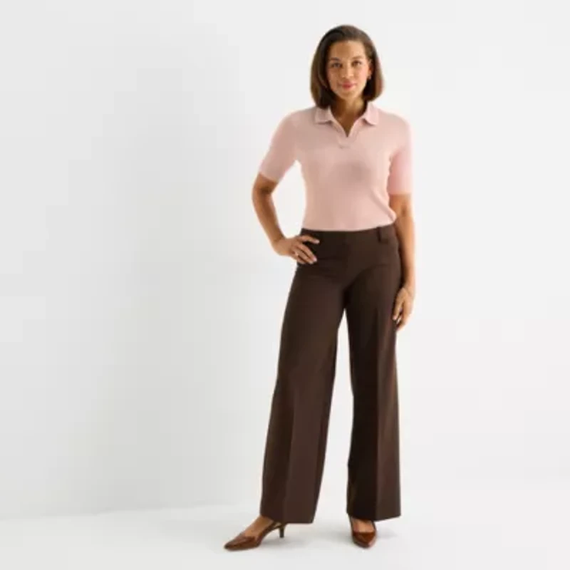 Liz Claiborne Womens Elbow Sleeve Layered Sweater