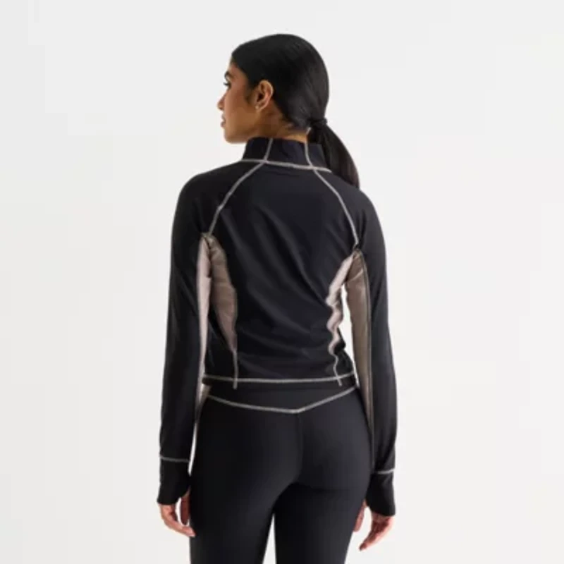 Xersion EverContour+ Womens Mock Neck Long Sleeve Active Quarter-Zip Pullover