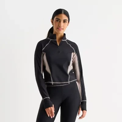 Xersion EverContour+ Womens Mock Neck Long Sleeve Active Quarter-Zip Pullover