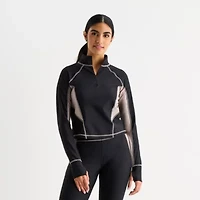 Xersion EverContour+ Womens Mock Neck Long Sleeve Active Quarter-Zip Pullover