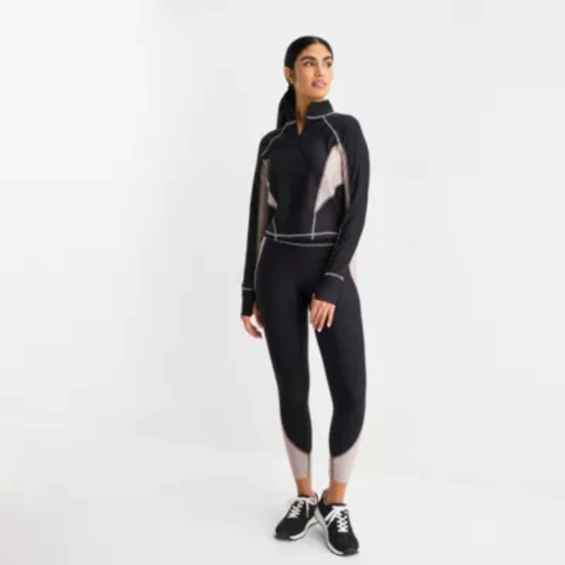 Xersion EverContour+ Womens Mock Neck Long Sleeve Active Quarter-Zip Pullover