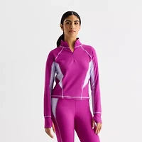 Xersion EverContour+ Womens Mock Neck Long Sleeve Active Quarter-Zip