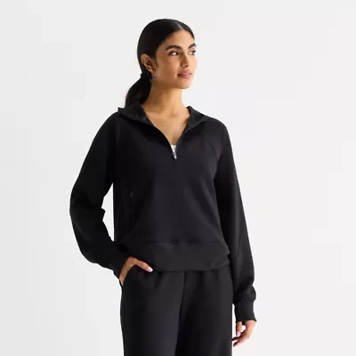 Xersion Womens Scuba Luxe Hooded Half Zip Pullover