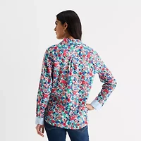 St. John's Bay Womens Long Sleeve Regular Fit Button-Down Shirt