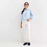 St. John's Bay Womens Roll Tab Long Sleeve Regular Fit Button-Down Shirt