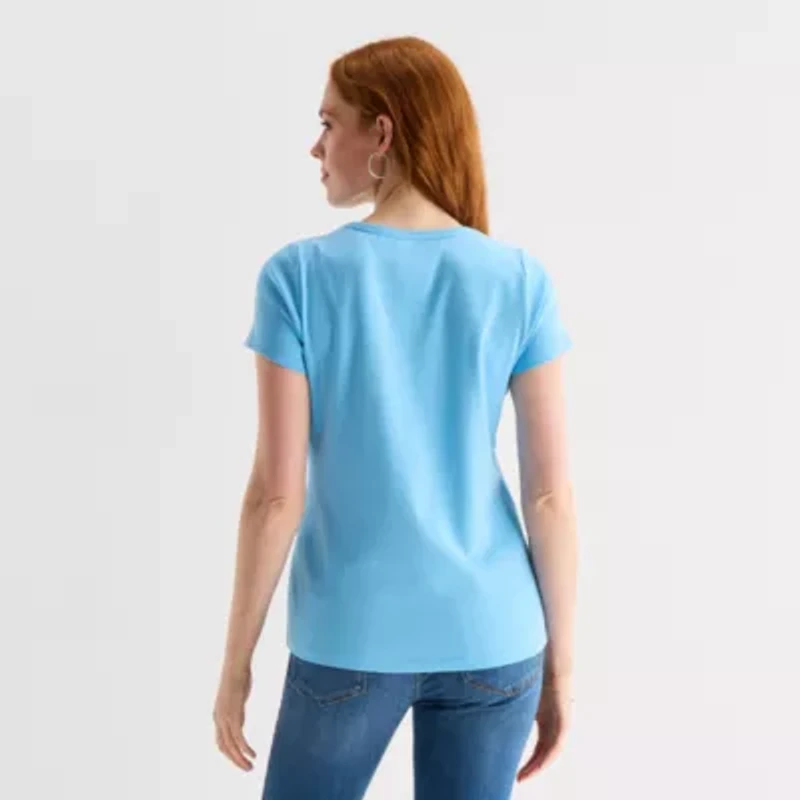 St. John's Bay Womens Crew Neck Short Sleeve T-Shirt