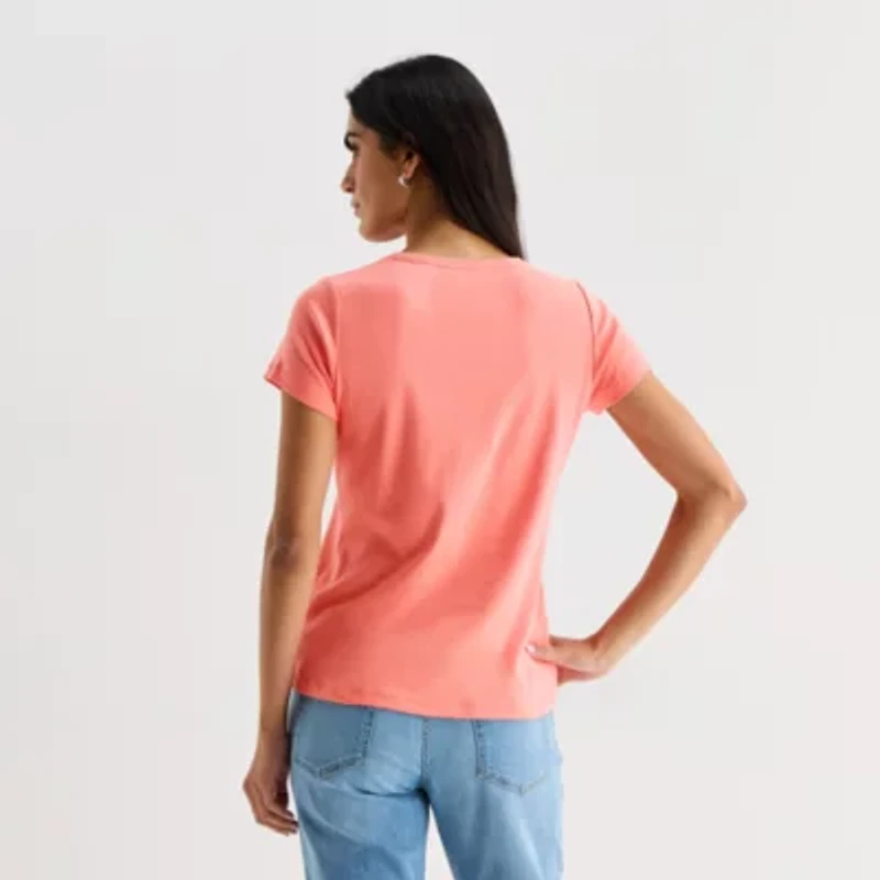St. John's Bay Womens Crew Neck Short Sleeve T-Shirt