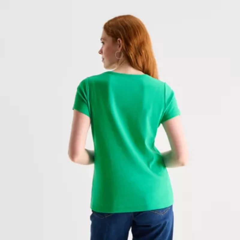 St. John's Bay Womens Crew Neck Short Sleeve T-Shirt