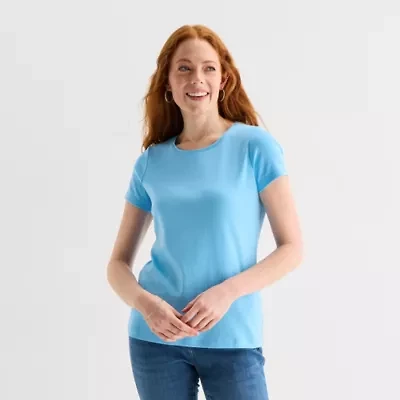 St. John's Bay Womens Crew Neck Short Sleeve T-Shirt