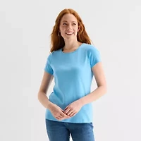 St. John's Bay Womens Crew Neck Short Sleeve T-Shirt