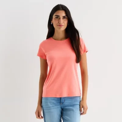 St. John's Bay Womens Crew Neck Short Sleeve T-Shirt