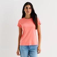 St. John's Bay Womens Crew Neck Short Sleeve T-Shirt