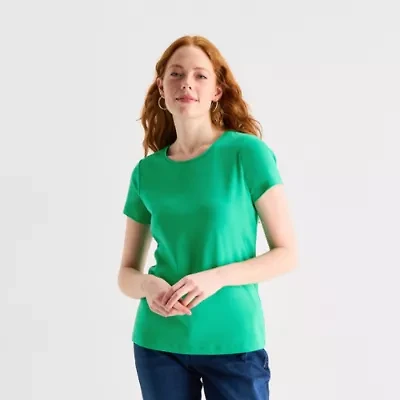 St. John's Bay Womens Crew Neck Short Sleeve T-Shirt
