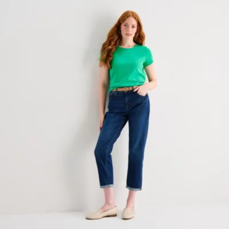 St. John's Bay Womens Crew Neck Short Sleeve T-Shirt
