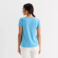 St. John's Bay Womens Easy-on + Easy-off Crew Neck Short Sleeve Adaptive T-Shirt