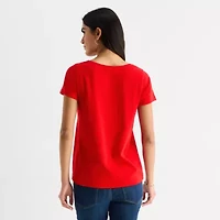 St. John's Bay Womens Easy-on + Easy-off Crew Neck Short Sleeve Adaptive T-Shirt