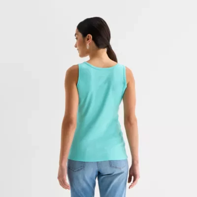 St. John's Bay Womens Scoop Neck Sleeveless Tank Top