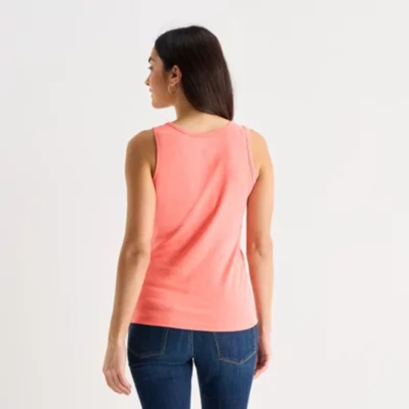 St. John's Bay Womens Scoop Neck Sleeveless Tank Top