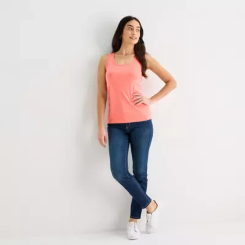 St. John's Bay Womens Scoop Neck Sleeveless Tank Top