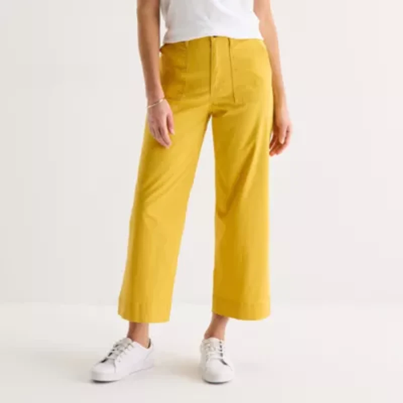 St. John's Bay Womens Wide Leg High Rise Cropped Pant