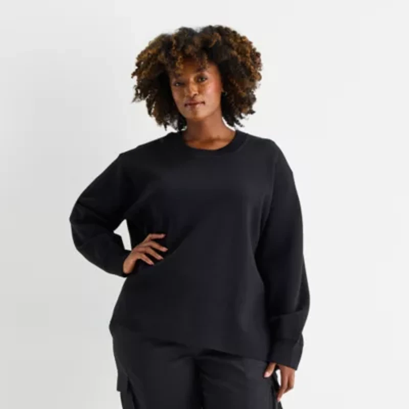 Stylus Plus Womens Crew Neck Long Sleeve Pullover Sweater