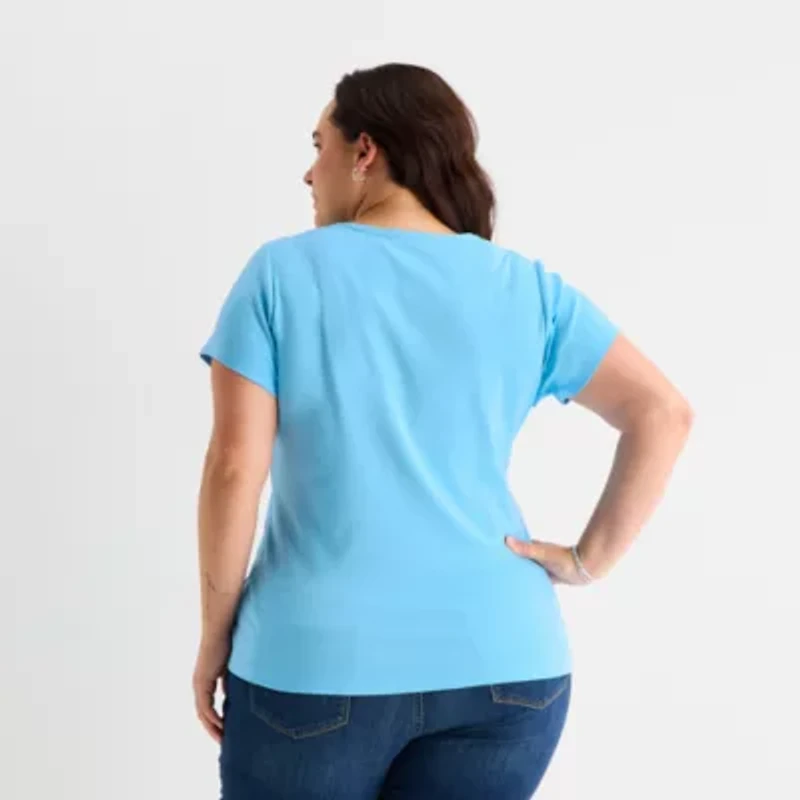 St. John's Bay Womens Plus Crew Neck Short Sleeve T-Shirt