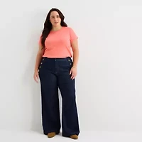 St. John's Bay Womens Plus Crew Neck Short Sleeve T-Shirt