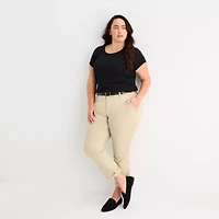 St. John's Bay Womens Plus Crew Neck Short Sleeve T-Shirt