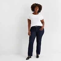 St. John's Bay Womens Plus Easy-on + Easy-off Crew Neck Short Sleeve Adaptive T-Shirt