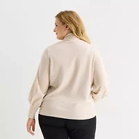 Liz Claiborne Plus Womens Long Sleeve Pullover Sweater
