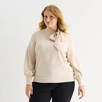 Liz Claiborne Plus Womens Long Sleeve Pullover Sweater
