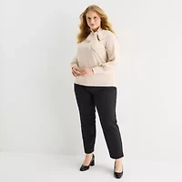 Liz Claiborne Plus Womens Long Sleeve Pullover Sweater