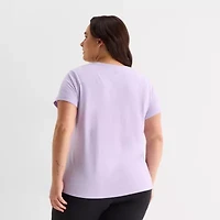 Xersion Womens Plus Crew Neck Short Sleeve Active T-Shirt