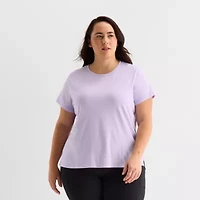 Xersion Womens Plus Crew Neck Short Sleeve Active T-Shirt