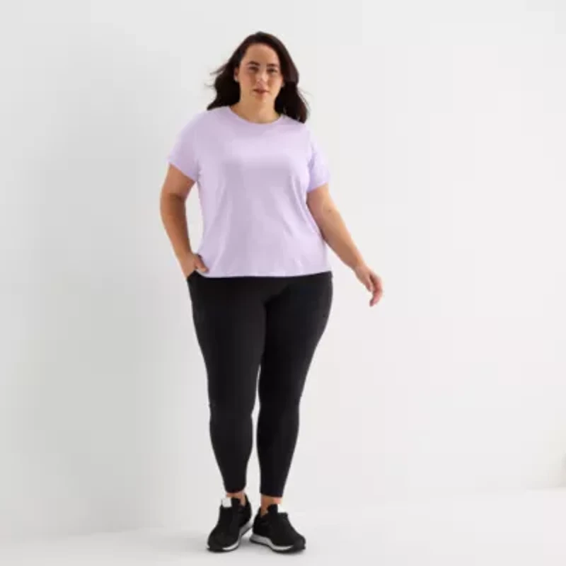 Xersion Womens Plus Crew Neck Short Sleeve Active T-Shirt